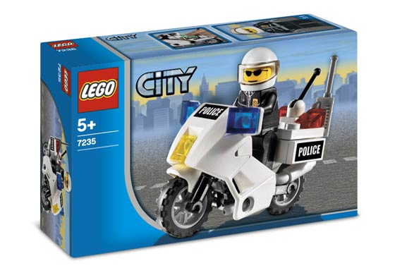 LEGO 7235 Police Motorcycle - Black/Green Sticker Version