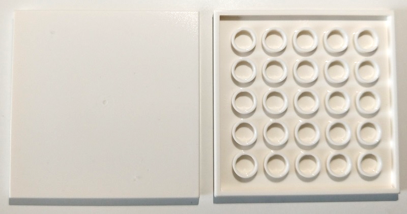 Tile 6 x 6 with Bottom Tubes in White