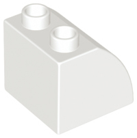 Duplo Brick 2 x 2 x 1 1/2 with Curved Top in White