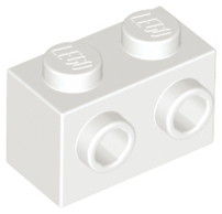 Brick Special 1 x 2 with 2 Studs on 1 Side in White
