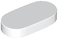 Tile Round 1 x 2 in White