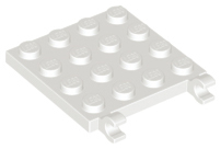 Plate Special 4 x 4 with Clips Horizontal (thick open O clips) in White