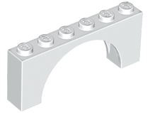 Brick Arch 1 x 6 x 2 - Very Thin Top without Reinforced Underside in White