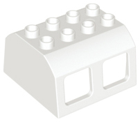 Duplo Train Locomotive Cabin Roof 2 x 4 Studs, 4 Medium Windows in White