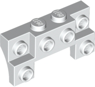 Brick Special 2 x 4 - 1 x 4 with 2 Recessed Studs and Thin Side Arches in White