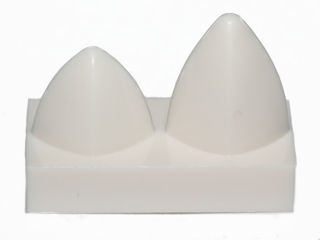 Tile Special 1 x 2 with Two Vertical Teeth / Tooth in White