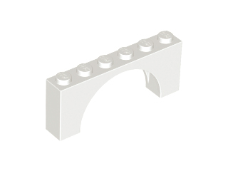Brick Arch 1 x 6 x 2 - Thin Top without Reinforced Underside [New Version] in White