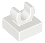 Tile Special 1 x 1 with Clip with Rounded Edges in White