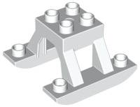 Duplo Airplane Pontoons Small Raised, 4 x 4 in White