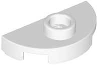 Plate Special Round 1 x 2 Half Circle with Stud (Jumper) in White