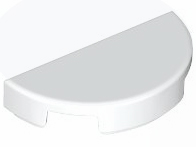 Tile Round 1 x 2 Half Circle in White