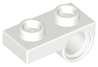 Plate Special 1 x 2 with Pin Hole Underneath in White
