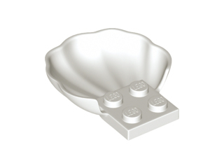 Animal Body Part, Clam / Scallop Half Shell with 4 Studs in White
