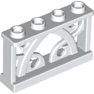Fence Ornamented 1 x 4 x 2 with 4 Studs in White