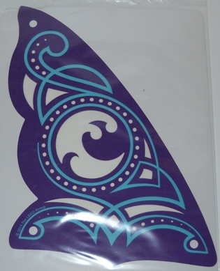 Sail, Triangular, 16 x 23 with 3 Holes, and White, Dark Purple and Medium Azure Ornaments, and Water Power Icon Print in White