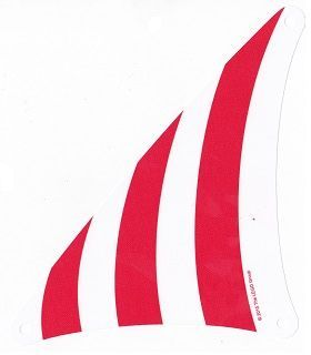 Sail, Triangular, 18 x 20 with Red Stripes Print in White