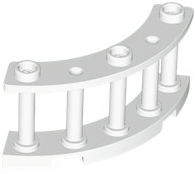 Fence Spindled 4 x 4 x 2 Quarter Round with 3 Studs in White