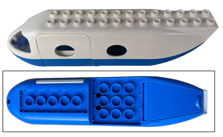Duplo Airplane Fuselage with Blue Bottom and Cargo Door in White