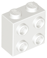 Brick Special 1 x 2 x 1 2/3 with 4 Studs on 1 Side in White