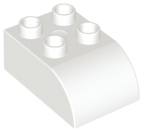 Duplo Brick 2 x 3 with Curved Top in White