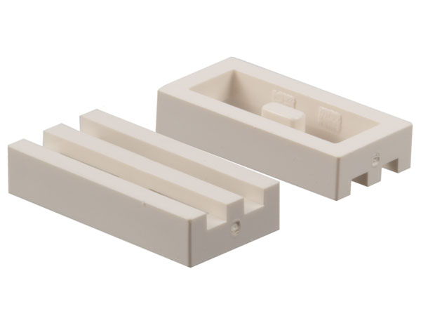 Tile Special 1 x 2 Grille without Bottom Groove in White