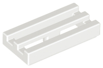 Tile Special 1 x 2 Grille with Bottom Groove in White