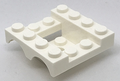 Vehicle Base 4 x 4 x 1 1/3 with Wheel Arches, 2 x 2 Recessed Center and Hole in White
