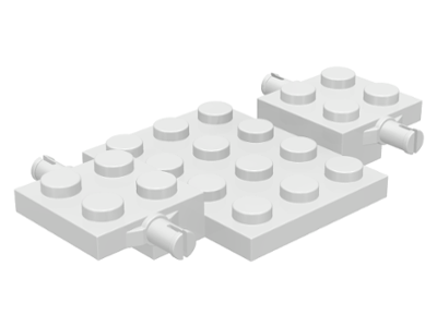 Vehicle Base 4 x 7 x 2/3 with 3 x 4 Recessed, Wheel Pins in White