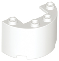 Cylinder Half 2 x 4 x 2 with 1 x 2 Cutout in White