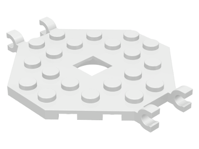 Plate Special 6 x 6 Octagonal with Square Hole and 4 Clips (Boat Mast Platform) in White