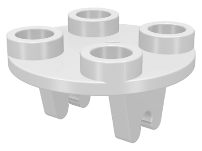 Wheel Holder, Plate, Round 2 x 2 Thin with Clips in White