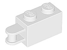Brick Special 1 x 2 with Vertical Closed Handle Inset from Edge in White