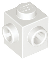 Brick Special 1 x 1 with Studs on 2 Adjacent Sides in White