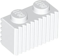 Brick Special 1 x 2 with Grille in White