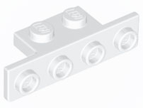 Bracket 1 x 2 - 1 x 4 [Rounded Corners at Bottom, Square Corners at Top] in White