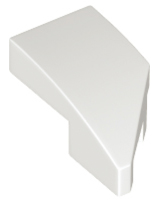 Brick Wedged, Curved 2 x 1 with Stud Notch Left in White