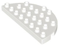 Duplo Plate Round 4 x 8 Semi-Circle in White