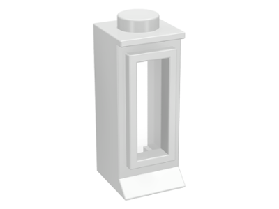 Window 1 x 1 x 2, Extended Lip, Solid Stud [with Glass] in White