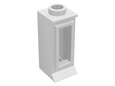 Window 1 x 1 x 2, Extended Lip, Hollow Stud [with Glass] in White