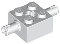 Brick Special 2 x 2 with 2 Pins and Axle Hole in White