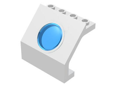 Panel 4 x 3 x 3 with Porthole with Trans Light Blue Glass in White