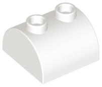 Brick Curved 2 x 2, Two Top Studs in White