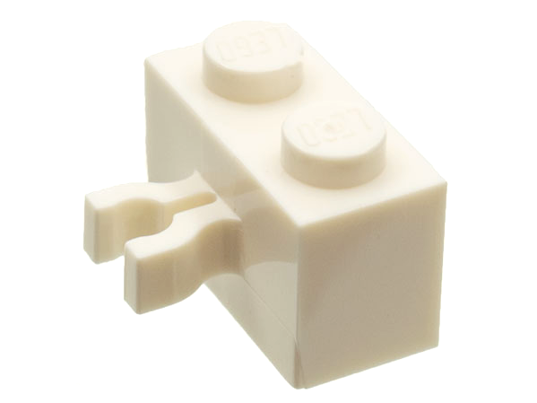 Brick Special 1 x 2 with Vertical Clip [Thick U Clip] in White