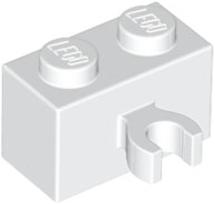 Brick Special 1 x 2 with Vertical Clip [Open O Clip] in White