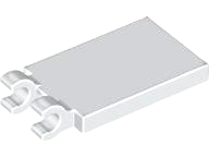Tile Special 2 x 3 with 2 Clips [Thick Open O Clips] in White