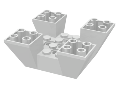 Brick Sloped Inverted 65° 6 x 6 x 2 Quad with Cutouts in White