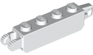 Hinge Brick 1 x 4 Locking with 1 Finger Vertical End and 2 Fingers Vertical End, 9 Teeth in White