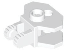 Hinge 1 x 2 Locking with 2 Fingers and Towball Socket, 9 Teeth in White