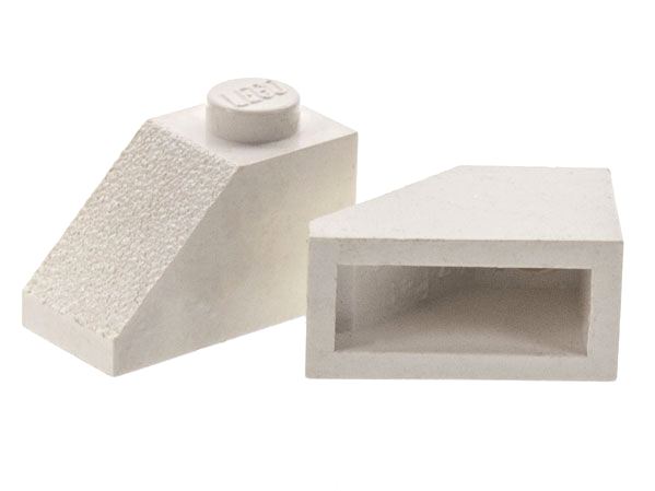 Brick Sloped 45° 2 x 1 without Bottom Pin in White