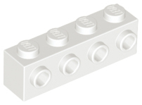Brick Special 1 x 4 with 4 Studs on One Side in White